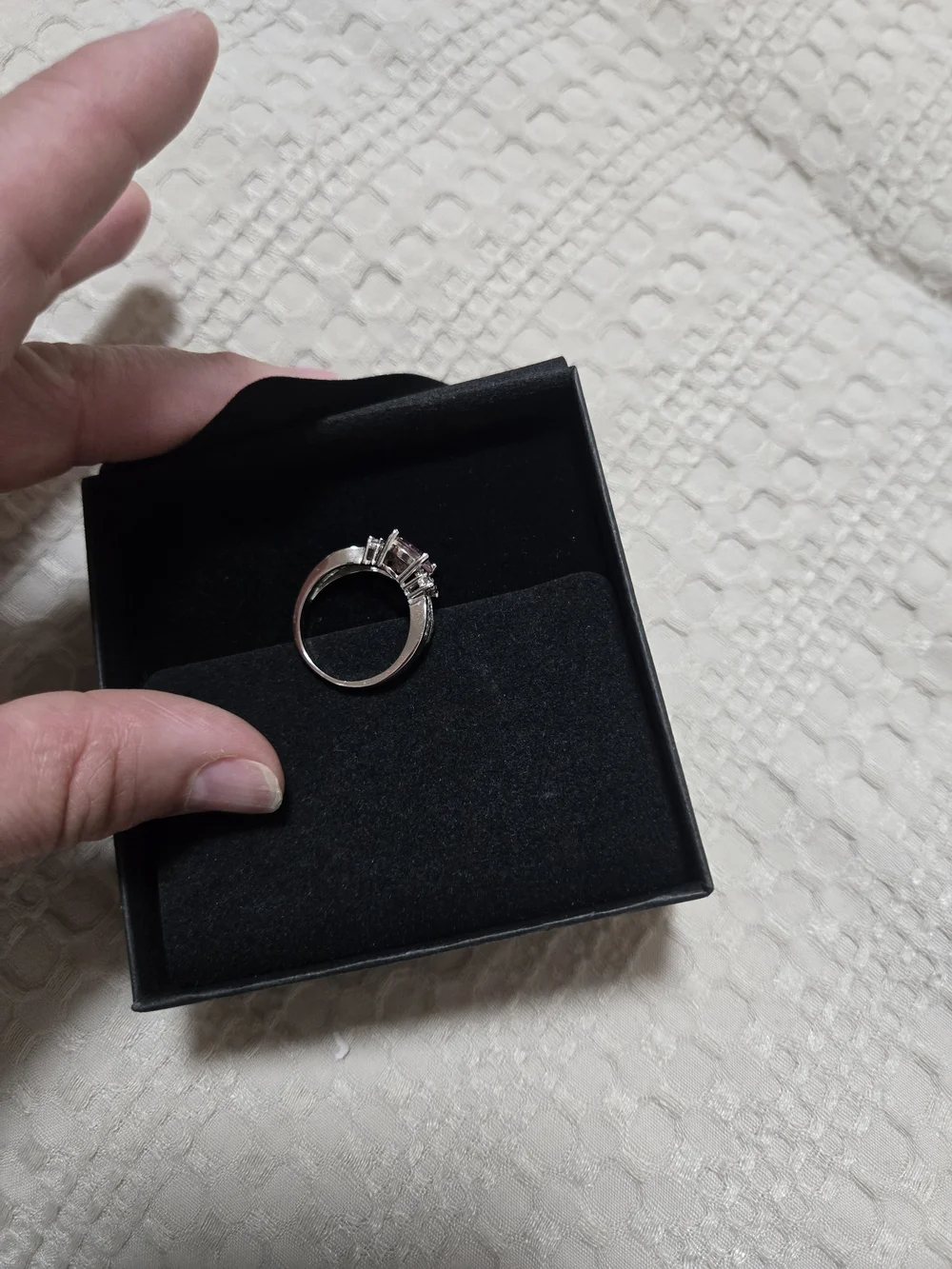 Silver Ring with Pink Gemstone
